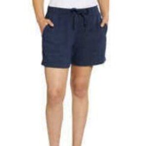 Lululemon High Rise Terry Elastic Drawstring Shorts Slash Pockets Size 6 Blue